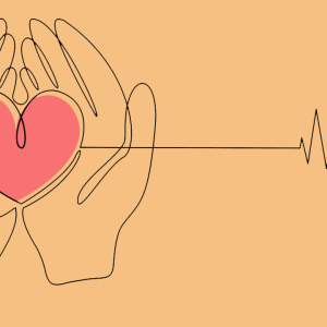 An illustration of hands holding a heart